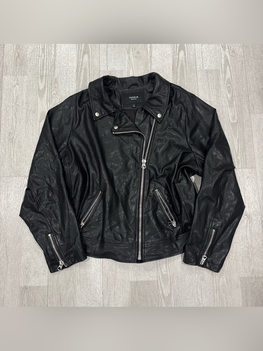 Torrid Black Faux Leather Women’s Moto Biker Jacket size 4